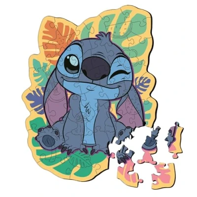 Immagine di Trefl Legno: Lilo &amp; Stitch, L’Allegro Stitch 50 Pezzi, Incastro Wooden Puzzle, Forme Irregolari, 10 Personaggi, per Bambini dai 5 anni, Colore Multi fabric, 20281