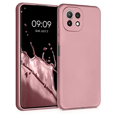 Immagine di kwmobile Custodia Compatibile con Xiaomi 11 Lite (5G) NE/Mi Cover Back Case Morbida Protezione in Silicone TPU Effetto metallizzato oro rosa