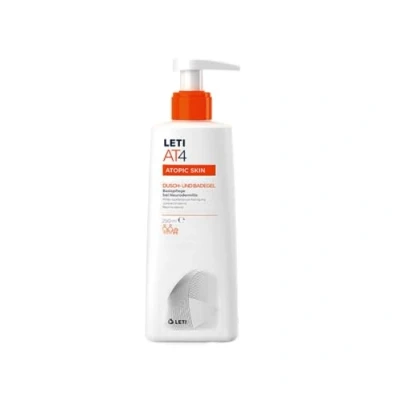 Immagine di LETI AT4 Dusch und Badegel Milde, rückfettende Reinigung bei trockener oder zu Neurodermitis neigender Haut, 250 ml Gel