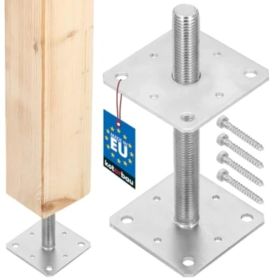 Immagine di KOTARBAU® Supporto per Pali in Legno 110x110x250 mm Supporti Regolabili Pavimento Travi Zincato Manicotto di Ancoraggio Palo Staffa Fissaggio