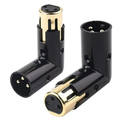 Immagine di Frefgikty 2 adattatori audio regolabili da a femmina ad angolo retto XLR adattatore per microfono (adattatore 90 gradi)
