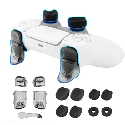 Immagine di NiTHO FPS Precision Kit per Controller Playstation 5, Include Anelli di Precisione, 3 Misure Copri Levette Analogiche, Estensioni Ergonomiche Grilletti e Pulsanti