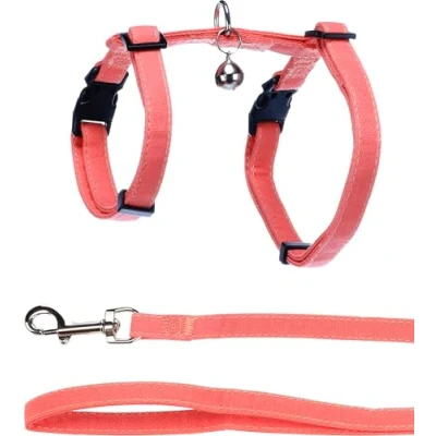 Immagine di Imbracatura con Guinzaglio Flamingo Lomi Rosa Salmone Per Gatti di Taglia Normale A: 22 36 cm, B: 27 46 C: 110 cm x 10 mm 2 Regolabile, Comoda, Design Elegante