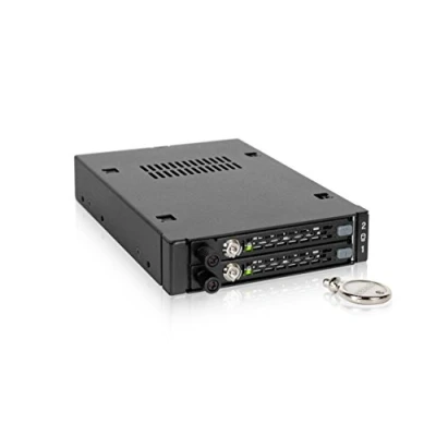 Immagine di Icy Dock rack rimovibile, custodia per in metallo 2 x SSD o SATA/SAS HDD da 2,5&quot; 1 alloggiamento 3,5&quot; con chiave di blocco antivibrante e vite zigrinata ToughArmor EX MB492SKL B