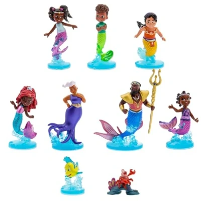 Immagine di Disney Store Official set da gioco deluxe Ariel Junior, 9 pz., 10 cm, per bambini con figurine di sirene, include Ursula, Re Tritone, Sebastian, Flounder e altri personaggi