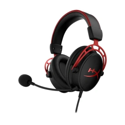 Immagine di HyperX Cloud Alpha, Cuffie da Gaming, Connessione Cablata a 3,5 mm, Comandi sul Cavo, Telaio in Alluminio, Cuscinetti Memory Foam Rivestiti Similpelle, Adatto per PS4, Xbox e PC, Nero/Rosso