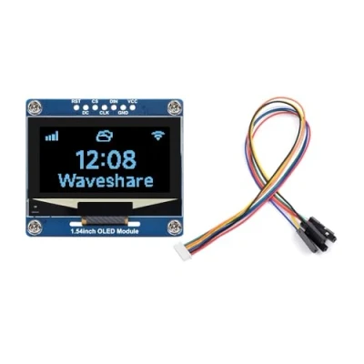 Immagine di Waveshare 1.54inch OLED Display Module 128x64 Resolution Blue Color for Raspberry Pi, Arduino, STM32, ESP32, Jetson Nano, etc.Embedded SSD1309 Driver Chip, 4 Wire SPI And I2C Communication