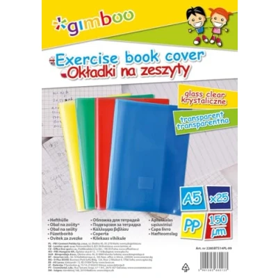 Immagine di gimboo 2285BTS14PL 99 Copertine per quaderni, formato DIN A5, 25 pezzi, colori misti, pellicola Trasparente in polipropilene quaderni scolastici, 150 μm, colore: