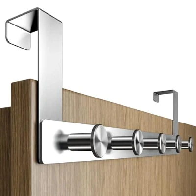 Immagine di Menz appendiabiti da porta appendere, in acciaio inox, con gancio per porta, versione rotonda, stabile e