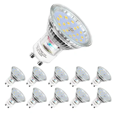 Immagine di Lampadine LED GU10, 5Watt Pari ad alogene da 60Watt, 600 lumen, Luce Bianca Fredda 6000k, Angolo del Fascio di 120 Gradi, Non Dimmerabili,Confezione 10