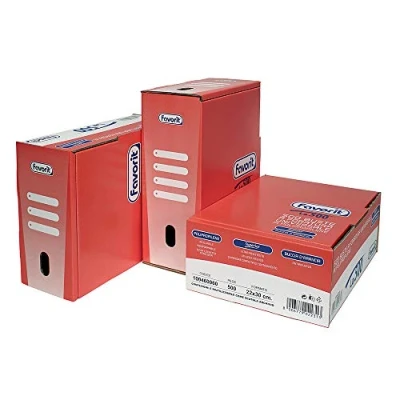Immagine di Favorit, Buste a Foratura Universale, 500 Pezzi, 22 x 30 cm, Spessore Alto, Trasparente, Box Rosso