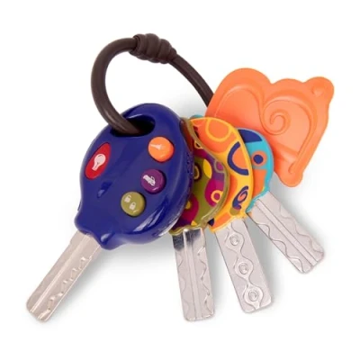 Immagine di B. LucKeys 4 Chiavi Auto Giocattolo strutturate per Neonati e Bambini Blu Torcia elettrica 3 Suoni Non tossico Giocattoli interattivi dentizione 10 Mesi +