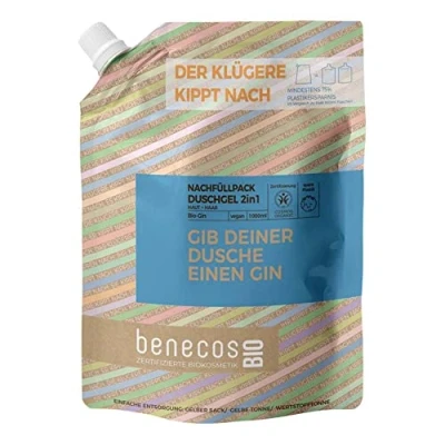 Immagine di benecos BIO Sacchetto di ricarica gel doccia 2 in 1 gin pelle e capelli Dai alla tua un vegano plastica riciclata