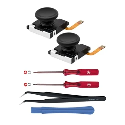 Immagine di Tolesum Hall Effect Joystick Analogico Kit di Riparazione per NS Switch/Switch OLED Joy Con/Switch Lite Controller con strumenti Riparazione, No Drift Nero
