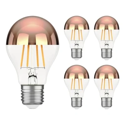 Immagine di ledscom.de 5 pezzi E27 lampadina LED, A60, bianco caldo (2600 K), 7,5 W, 839lm, specchio per la testa (oro rosa)