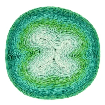 Immagine di Scheepjes Woolly Whirl 475 Melting Mint Centre, 1000 m Bobbel Cotton/lana con gradiente, 4 fili intrecciati, anche per principianti a maglia o uncinetto