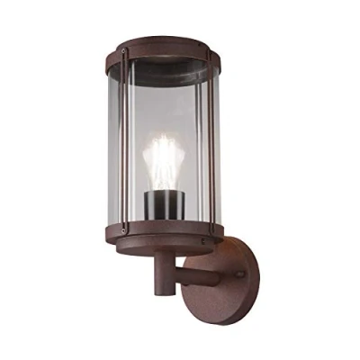Immagine di Trio Leuchten Tanaro 202360124 Lampada da parete per esterni, in alluminio pressofuso, colore ruggine, plastica trasparente, 1 E27