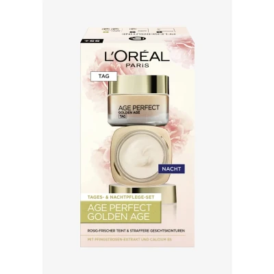 Immagine di L&#039;Oréal Paris Age Perfect Golden Set per la cura del viso e della notte, rinforzante lucentezza, pelli mature rigide, con estratto di peonie, 2 x 50 ml