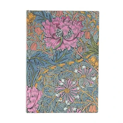 Immagine di Paperblanks Agende 18 Mesi a Copertina Morbida 2025, Morris Caprifoglio Rosa, Midi, Orizzontale, Chiusura con Fascia Elastica