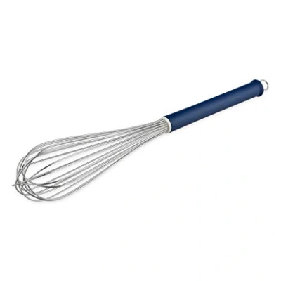 Immagine di Thermohauser 5000145055 Frusta da Cucina in Acciaio Inossidabile, Lunghezza 45 cm, Manico plastica Blu e Gancio, con 16 Passanti, PA