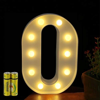 Immagine di HONPHIER® Lettere dell’alfabeto luminose con luci a LED, decorative, batteria, per ricevimenti, feste, matrimoni, casa o bar (O)