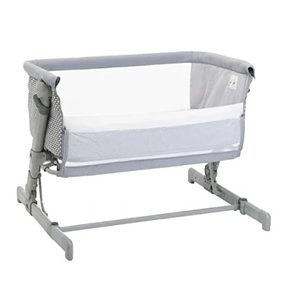 Immagine di Chicco Next2Me Go Culla Neonato Fianco Letto, Compatibile con Diversi Letti, Altezza Regolabile, Buona Circolazione dell&#039;Aria, lettino da viaggio, pieghevole, Grigio chiaro