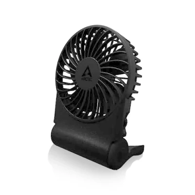 Immagine di ARCTIC Summair 2Go (Black) Ventilatore Portatile Ricaricabile con Supporto, Velocità Regolabile in Modo Continuo, Autonomia da 4 a 77 Ore, Connessione USB C (incl. Cavo A) Nero