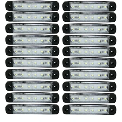 Immagine di J/J 20 X Segnalatore Luce Ingombro Bianco 6 Led 24v Anteriore Laterale Camion Tetto E Mark Omologati E13