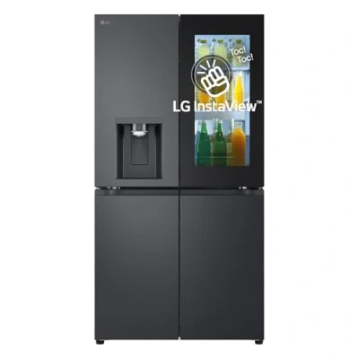 Immagine di LG GMG960EVJE Frigorifero Multidoor Instaview, 4 Porte, Classe E, 638l, Dispenser Acqua E Ghiaccio Con Uvnano, Connettività Wi fi App Thinq, Ripiano Pieghevole, Metal Fresh, Nero