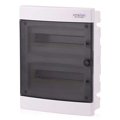 Immagine di Scatola portafusibili da incasso IP40 Alloggiamento del distributore 2 file fino a 24 moduli Porta trasparente per l&#039;installazione in ambiente asciutto casa