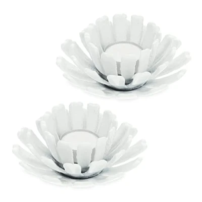 Immagine di Relaxdays Portacandele, Set da 2, a Forma di Fiore, Supporto in Ghisa, Esterni e Interni, H x D: 6 13,5 cm, Bianco, 100%