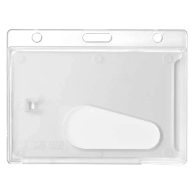 Immagine di Karteo® porta badge con foro per pollice trasparente orizzontale carta d&#039;identità in plastica rigida