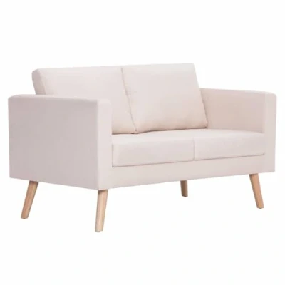 Immagine di vidaXL Divano a 2 Posti Elegante Comodo Sofa Doppio per Casa Ufficio Poltrona da Due Persone Arredo Salotto Arredamento in Tessuto Crema