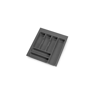 Immagine di Emuca organizzatore di posate, cassetto cucina, vaschetta portaposate, 6 scomparti, modulo 45 cm, plastica, Grigio Antracite