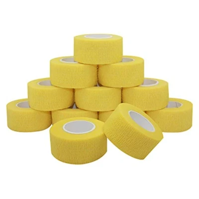 Immagine di COMOmed, garza elastica, benda flessibile, in tessuto non tessuto, nastro adesivo terapeutico, coesiva, adatta per la pelle sensibile, 2,5 cm x 4,5 m, 12 rotoli