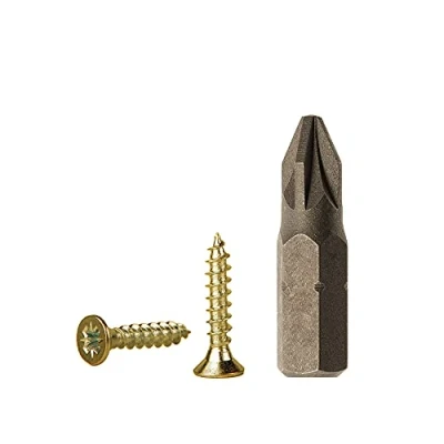 Immagine di Marcopol viti in acciaio zincato giallo per legno e truciolare, universali, completamente filettate, con testa svasata a croce (confezione da 500 unità, 2,5 x 10 mm)