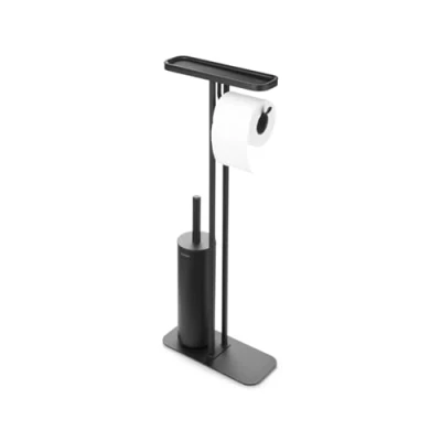 Immagine di Brabantia Mindset Piantana da Bagno Mensola Portarotolo e Scopino Igienico Acciaio Resistente alla Corrosione Base Stabile ed Antiscivolo Infinite Grey 75.5 x 12.5 29 cm