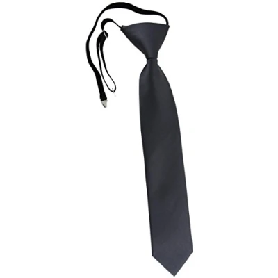 Immagine di TigerTie Cravatta Sicurezza in antracite Uni monocromatico prebonded con elastico nero