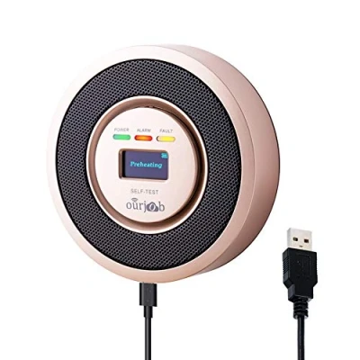 Immagine di Rilevatore di gas Combustibile, GPL/Gas naturale/Rilevatore carbone Sensore USB alimentato allarme Metano fughe con acustico e Display digitale (Champagne)