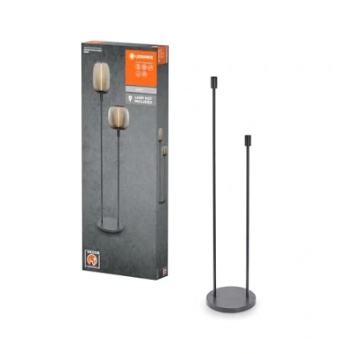 Immagine di LEDVANCE lampada da terra decorativa con 3 prese E27, tre stativi (altezza 36 cm, 59 cm e 78 cm), grigio scuro, cavo di alimentazione 1,8 m, LED OSRAM 1906 disponibile separatamente.