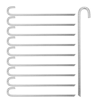 Immagine di Relaxdays Picchetto di Ancoraggio, Set da 10, Puntali XL, Padiglioni e Trampolini, Acciaio Zincato, L: 45 cm, Argento