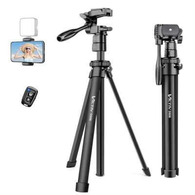 Immagine di Victiv 2024 Nuova Treppiede Smartphone, 150cm Cavalletto per Smartphone con Testa Staccabile, Supporto Telefono e Telecomando, Tre Piedi Telefono/Smartphone/iPhone/Mini DSLR/Action Camera