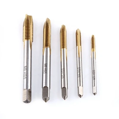 Immagine di 5Pz/ Set Maschi per Filettare Titanio Rivestito in HSS Kit Filettatura Vite Strumenti di Taglio del Filetto Adatto M3 M4 M5 M6 M8