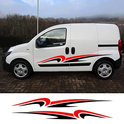 Immagine di RWRAPS Adesivi laterali portiera per auto Minivan Camper Combi Line Grafica Decalcomanie pellicole in vinile, adatti accessori Fiat Fiorino