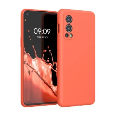 Immagine di kwmobile Cover per OnePlus Nord 2 5G Custodia Back Case Smartphone in Silicone TPU Protezione Gommata corallo fluorescente