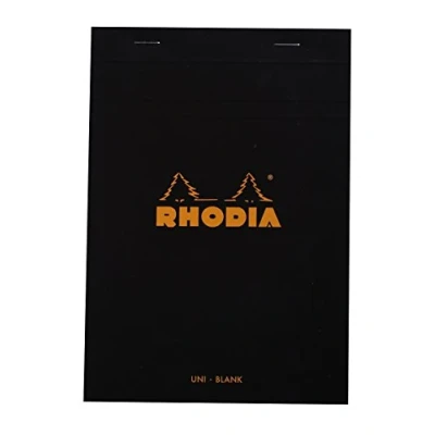 Immagine di RHODIA 160009C Bloc Notes Punto metallico N16 Nero A5 80 Fogli staccabili carta Clairefontaine Uni bianco g/m Copertina in rivestita flessibile, Resistente e impermeabile Basics