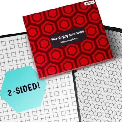 Immagine di Hexers role playing game board: vinyl mat alternative Dungeons and Dragons D&amp;D DnD Pathfinder RPG play compatible 27&#039;&#039;x23&#039;&#039; 1&#039;&#039; squares on one side, hexes the other Foldable &amp; Dry Erase