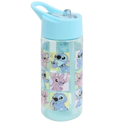 Immagine di sarcia.eu Disney Lilo e Stitch bottiglia di plastica con cannuccia, d&#039;acqua, trasparente 420ml