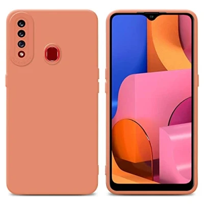 Immagine di Cadorabo Custodia compatibile con Samsung Galaxy A20s in FLUID ARANCIONE CHIARO Coperchio protettivo silicone TPU flessibile