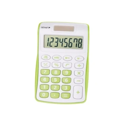 Immagine di Genie 120 B Calcolatrice a 8 cifre (Dual Power (Solare e Batteria), Design compatto) verde
